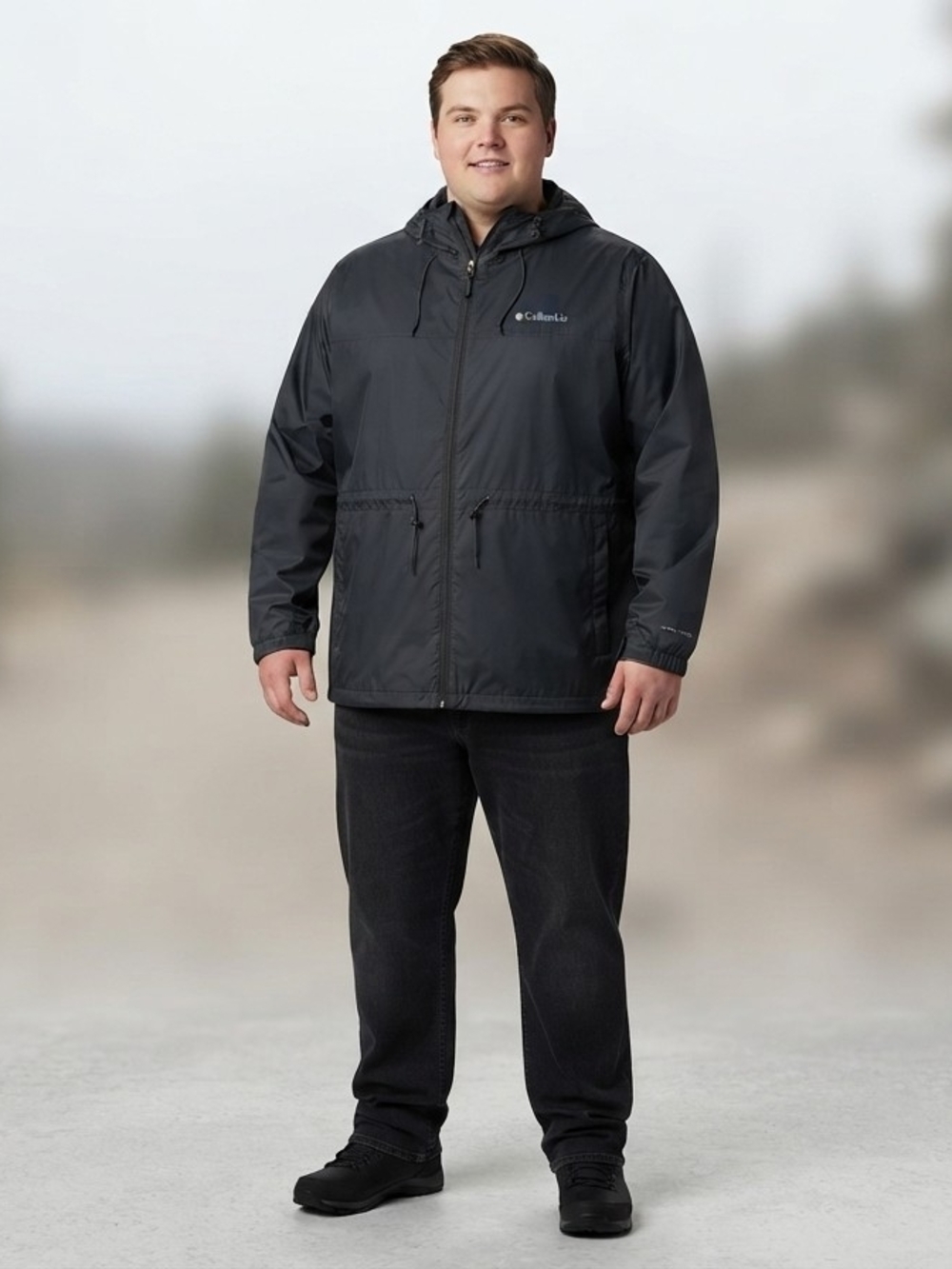 Columbia Men's Black Hooded Packable Rain Jacket Size 3X